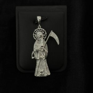 Dije de la Santa Muerte con zirconia de plata .925