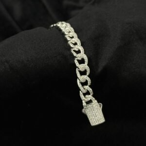 Pulsera cubana con zirconia de plata .925